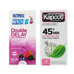 کاندوم کاپوت مدل 45min بسته 12 عددی به همراه کاندوم ناچ کدکس مدل Double Delay بسته ده عددی
