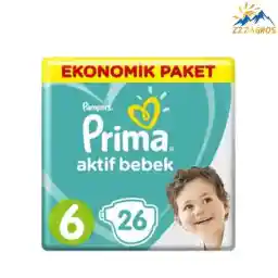 پوشک بچه پریما سایز 6 مدل aktif bebek بسته 26 عددی