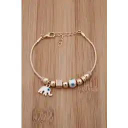 jackferrero دستبند طلای سنگ زیرکون با منجوق چشم بد با فیل