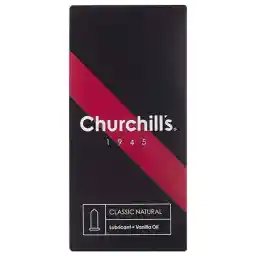 کاندوم چرچیلز مدل Classic Natural حاوی اسانس وانیل و روان کننده بسته 12 عددی