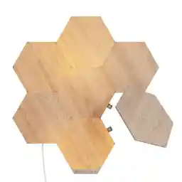 پنل روشنایی هوشمند چوبی دیواری 7 عددی نانولیف مدل Nanoleaf Elements Hexagons