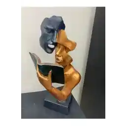 نوشته آری دکوراسیون منزل کتابخوانی مجسمه مجسمه نیم تنه زن و شوهر