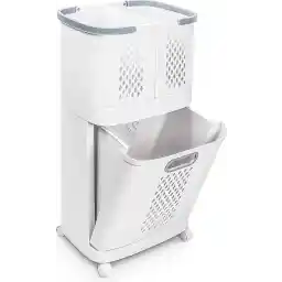 سبدهای لباسشویی سنس دیزاین با درب - مرتب کننده لباسشویی 3 محفظه روی چرخ