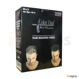 پودر پرپشت کننده مو کالر وان مدل BLACK مقدار 25 گرم + اسپری ثابت کننده مو