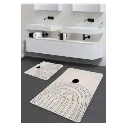 تشک حمامی 2 تکه قابل شستشو با پایه ضد لغزش Pilloveland - طرح قوس 60*100 سانتی متر - 50*60 سانتی متر