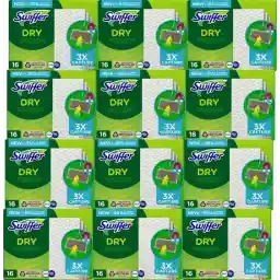 Swiffer Floor Cleaner - دستمال مرطوب کف خشک - دوباره پر می کند - گرد و غبار را جذب و حفظ می کند - بسته ارزشی 12 x 16 قطعه