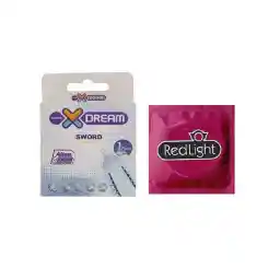 کاندوم ایکس دریم مدل Sword بسته یک عددی به همراه کاندوم ردلایت مدل 01