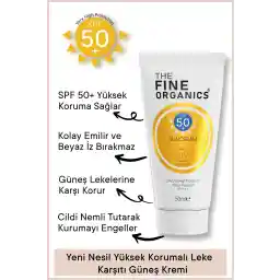 ضدآفتاب 50 میلی لیتری و مرطوب کننده ضد لک و ضد لک THE FINE ORGANICS Spf 50+ با محافظت بالا