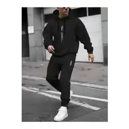 ست لباس ورزشی مردانه عمودی مشکی مردانه Hunors Sportswear & Company