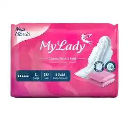 نوار بهداشتی ضخیم و مشبک مای لیدی سری نیو کلاسیک سایز بزرگ بسته 10 عددی