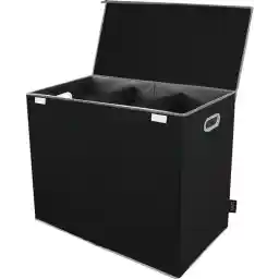 【سبد لباسشویی MIRI】 – 3 محفظه با درب – دسته لباسشویی – مشکی – 120 لیتری – جعبه لباسشویی – تاشو – سازمان دهنده – سبد لباسشویی