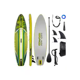 تخته موج سواری بادی ایستاده پارویی 82*320*15 سانتی متری طرح زرد-سبز Cawooo SUP