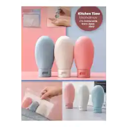 ست بطری سفری 3 تکه به سبک اسکاندیناوی Kitchen Time با کیسه قابل شارژ | بطری خامه خالی 60 میلی لیتر