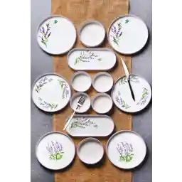 ست صبحانه اسطوخودوس 14 تکه انباشته آشپزخانه لایف برای 6 نفر - بشقاب ست ارائه صبحانه لوکس