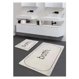 تشک حمامی 2 تکه قابل شستشو با پایه ضد لغزش Pilloveland - طرح حمام اکرو 60*100 سانتی متر - 50*60 سانتی متر