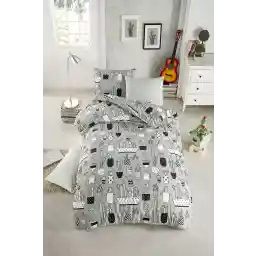 ست روتختی تکی تابو هوم کاکتوس خاکستری