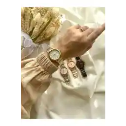 ساعت مچی زنانه Aksesu Saat Vintage با تقویم اعداد رومی - طلایی