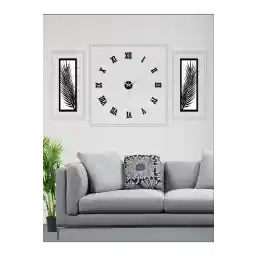 ست ساعت دیواری 3 تیکه کارخانه چوبی، ست پنل UV آینه پلکسی گلاس اکریلیک و ساعت دیواری