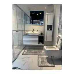 ست تشک حمامی راه راه 2 تکه لاتکس بدون لغزش بریلانت تریسی (60X100 - 60X50)