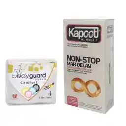 کاندوم کاپوت مدل Non Stop بسته ده عددی به همراه کاندوم بادیگارد مدل Comfort بسته چهار عددی