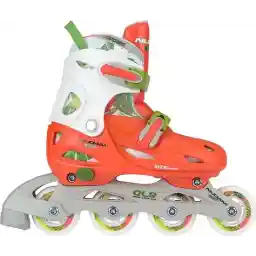 Nijdam Inline Skates Junior قابل تنظیم - هاردبوت - جنگلی - هلویی/سبز/سفید - 27-30