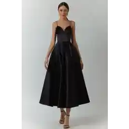 لباس میدی مشکی بند دار خانه مد Tangül&Ali'S