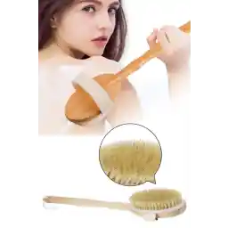 اسکراب پشت حمام موی اسب طبیعی آشپزخانه زیبایی با دسته بلند جداشدنی برس نرم اسکراب طبیعی با دسته چوبی