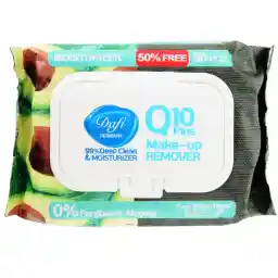دستمال مرطوب آرایشی دافی مدل Moisturizer حاوی Q10 و عصاره آووکادو بسته 50 عددی