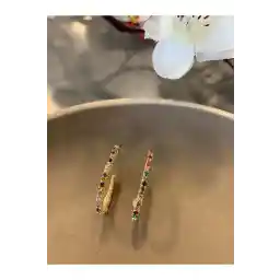 گوشواره حلقه ای کریستالی رنگارنگ Pelin Aksesuar