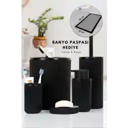 سرویس حمام 5 تکه مشکی Confidence Home، ست پنج تایی برای دکوراسیون حمام، لوازم حمام و سازماندهی