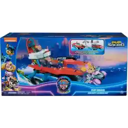 PAW Patrol The Mighty Movie - Pup Squad Transforming Aircraft Carrier Headquary with Chase and Skye Pup Squad Racer Toy Car