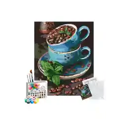 ست نقاشی Tabdiko با اعداد 40 در 50 سانتی متر شاسی بوم فنجان دانه قهوه