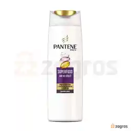 شامپو پنتن پرپشت کننده و تقویت کننده موهای ضعیف مدل super food حجم 470 میل