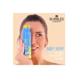 اسپری ضد آفتاب آرایشی bs bubbles با محافظت بالا +50 spf ضد لک - ویتامین E + پانتنول 150 میلی لیتر