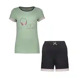 ست تی شرت آستین کوتاه و شلوارک زنانه ناربن مدل 1521753_3328 رنگ سبز روشن