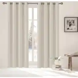 پرده آماده HOOMstyle - Blackout - با حلقه - 140x270cm - سفید روشن / بژ