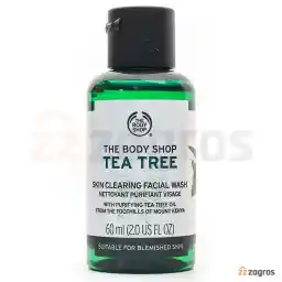 ژل شستشوی صورت درخت چای(تی تری) بادی شاپ مناسب پوست لک دار 60 میل