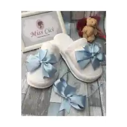 ست تاج و دمپایی بارداری Azebu Big Bow آبی