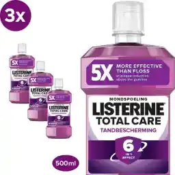 LISTERINE Total Care Dental Protection - دهانشویه - محافظت کامل از دندانهای قوی - 3x500 میلی لیتر