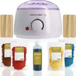 موم - کیت Mealiss®10 - 400 گرم لوبیا موم ضد حساسیت - دستگاه موم - روغن 100 میلی لیتر - کاردک