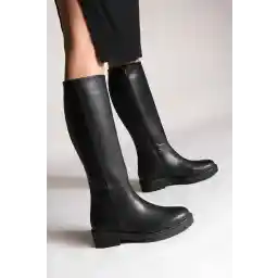 بوت زنانه روزانه حاشیه زیپ زیپ بالا Yobin مشکی