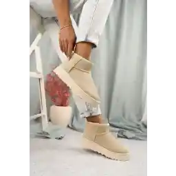 نیم بوت جیر مینی بژ camaiore با زیره مودار داخلی چکمه کفش زنانه