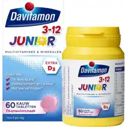 ویتامین های جویدنی Davitamon Junior 3+ - مولتی ویتامین کودکان - تمشک - 60 قرص