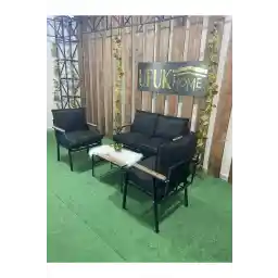 سرویس باغ UFUK HOME Linda 2 1 1 با میز قهوه، مبلمان بالکن، مبلمان باغ بالکن، ست میز باغ