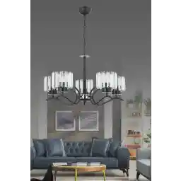 لوستر آویز کریستال مدرن مشکی 5 تکه ESSLIGHT AYLA