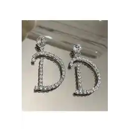 مدل لباس مجلسی شب برلیان نقره ای زنانه Furtek Aksesuar مدل حرف D زنانه سنگ زیرکون گوشواره مجلسی جشن عروسی حنا Promise