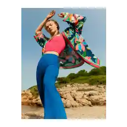 شلوار ژاکارد گشاد کمر بلند جیمی کی آبی