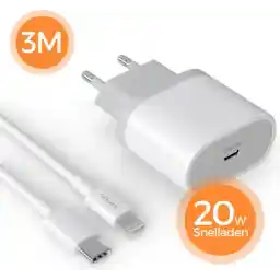 Wurk - شارژر - مناسب برای آیفون و آیپد - شارژر سریع 20 واتی - کابل شارژ از 3M - همچنین برای آیفون های قدیمی مناسب است