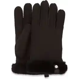 UGG Shorty W/ Leather Trim Dames Handschoenen - Black - Maat M