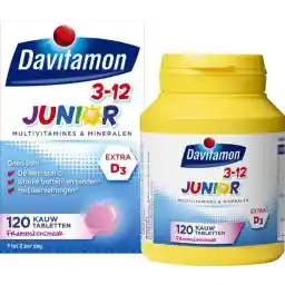 ویتامین های جویدنی داویتامون جونیور 3+ - مولتی ویتامین کودکان - تمشک - 120 عدد